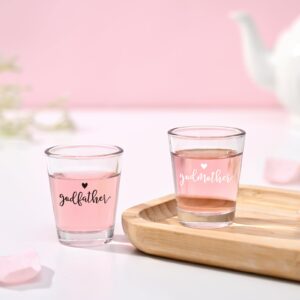 DAZLUTE Godparents Proposal Gift, 2 OZ Godfather Godmother Shot Glasses Set of 2, Godmother Proposal Gifts, Mother's Day Father's Day Birthday Christmas Baptism Gifts for Godparents from Godchild