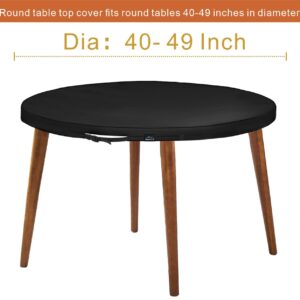 INWILD Outdoor Round Table Cover, Tear Resistant, Heavy Duty Weatherproof, UV Resistant, Patio Round Table Cover, Fits Round Patio Furniture up to 40"-49" Diameter (Black)