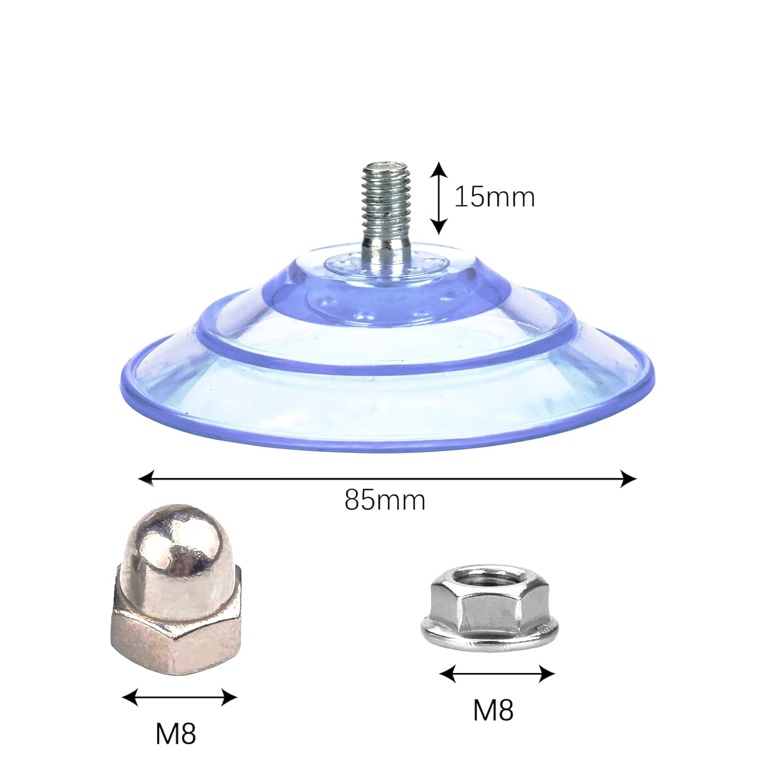 Art Related Screw Suction Cup 4PCS 85mm/3.4 "PVC Suction Cup with Screw, 4-Piece Transparent Suction Cup, with Stainless Steel M8 Screw nut, Super Strong Glass Suction Cup Bracket