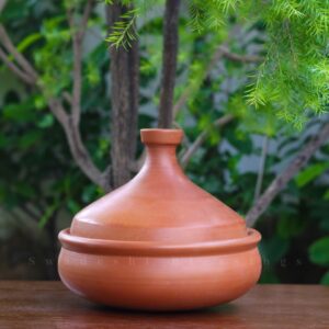 swadeshi blessings unglazed clay tajine pot for cooking with lid/lead-free earthen tajine/clay tajine cookware for baking +free ash for cleaning