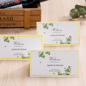 120Pcs Premium Place Cards, Small Table Cards with Gold Foil Border, 2" x 3.5" Tent Cards, Escort Cards, Name Cards, Wedding Place Cards for Wedding, Table, Dinner Parties, Seating Cards