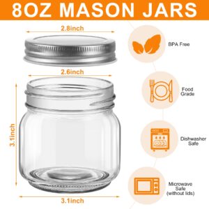 YL-ESH 6 Pack Small Mason Jars with Labels, 8 oz Glass Jars with Airtight Lids, Half Pint Canning Jars for Jelly, Jam, Honey, Pickles, Spice, Overnight Oats, Food Storage, Candle & DIY Present