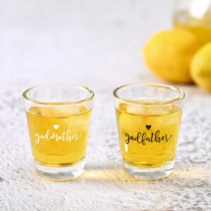 DAZLUTE Godparents Proposal Gift, 2 OZ Godfather Godmother Shot Glasses Set of 2, Godmother Proposal Gifts, Mother's Day Father's Day Birthday Christmas Baptism Gifts for Godparents from Godchild