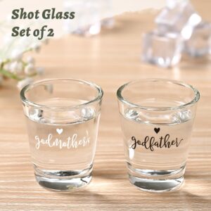 DAZLUTE Godparents Proposal Gift, 2 OZ Godfather Godmother Shot Glasses Set of 2, Godmother Proposal Gifts, Mother's Day Father's Day Birthday Christmas Baptism Gifts for Godparents from Godchild