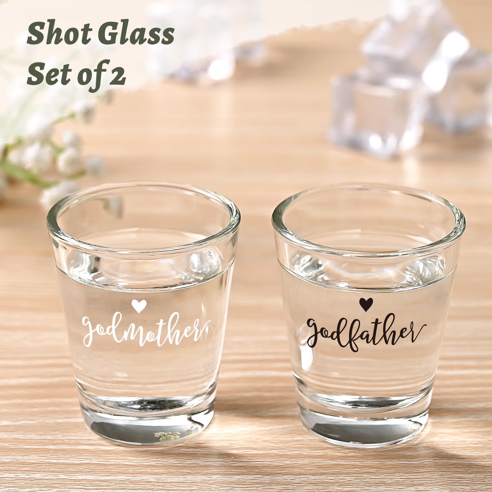 DAZLUTE Godparents Proposal Gift, 2 OZ Godfather Godmother Shot Glasses Set of 2, Godmother Proposal Gifts, Mother's Day Father's Day Birthday Christmas Baptism Gifts for Godparents from Godchild