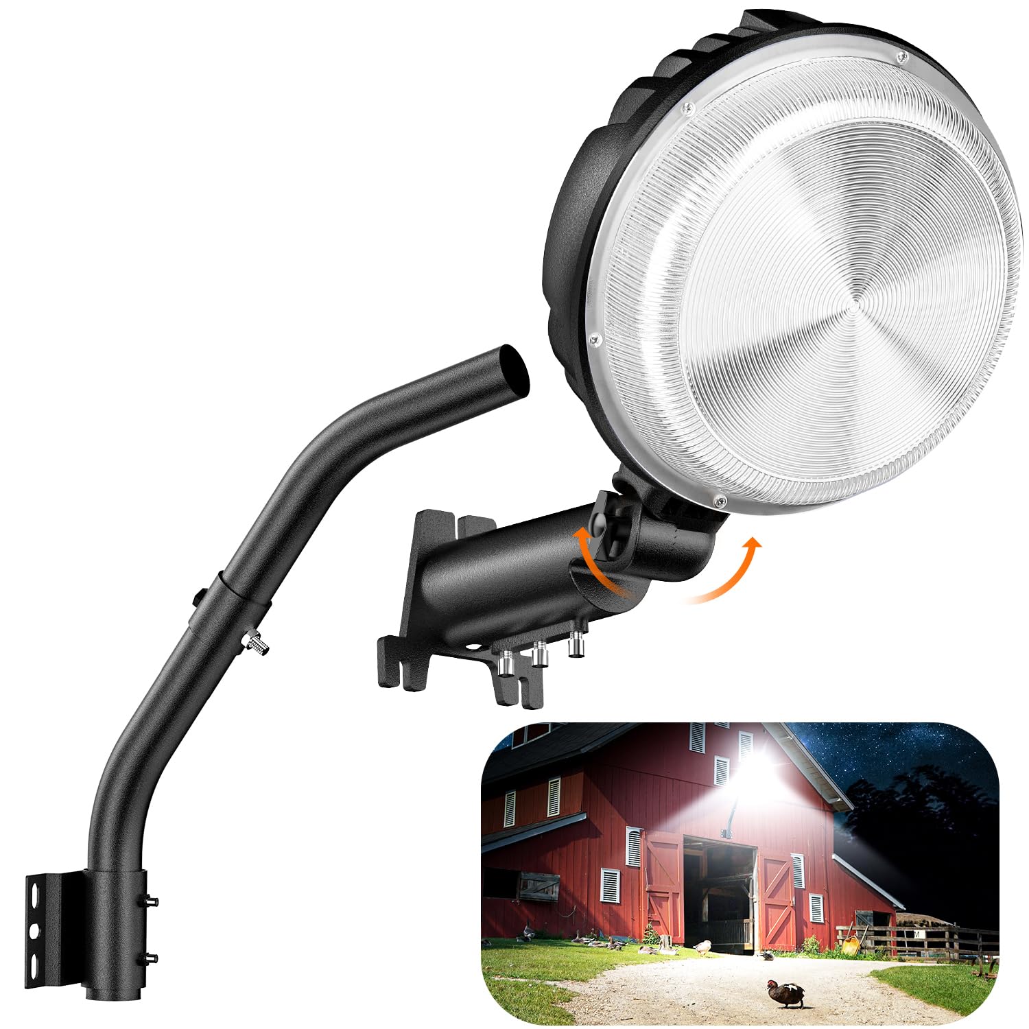 24000LM LED Barn Light, 150W Dusk to Dawn Outdoor Lighting, IP66 Waterproof Yard Light with Photocell, 150° Adjustable Outside Security Light with Mounting Arm, 6500K Area Street Light for Garage