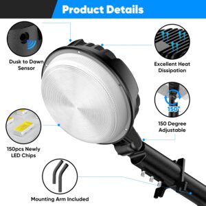 24000LM LED Barn Light, 150W Dusk to Dawn Outdoor Lighting, IP66 Waterproof Yard Light with Photocell, 150° Adjustable Outside Security Light with Mounting Arm, 6500K Area Street Light for Garage