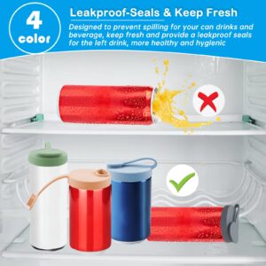 COKSDUPID 4 Pack Silicone Can Lids - Leakproof Soda Can Covers with Flip Top - Reusable Pop Can Lids to Keep Carbonation - Funny lip Seal Designs - Silicone Can Tops for Standard Size Cans Lids