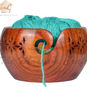 Personalized Rosewood Wooden Storage Yarn Bowl, Bowl Holder & Dispenser for Tangle-Free Yarn Perfect Large Knitting & Crochet Bowl - Personalized Gift (Personalized, Small - 6" Dia x 3" Height)