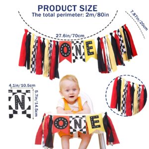 Pre-Strung Race Car Highchair Banner 1st Birthday Boy, Racetrack First Birthday ONE High Chair Banner Decorations, First Trip Around the Sun Party Decor Party Photo Props,Baby Shower Decoration