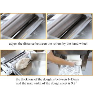 HQHAOTWU Commercial Dough Pressing Machine High Speed Dough Roller Sheeter Electric Dough Flatbread Machine Dough Pieces for Pasta Making 1-15mm Adjustable Thickness 9.84in Roller