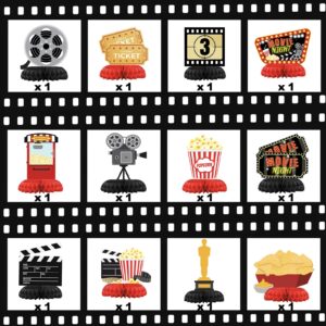 HaPiBiDesign Movie Night Party Decorations - Honeycomb Centerpieces for Movie Night Birthday Decor - Movie Night Table Decoration for Kids - Movie Night Theme Décor