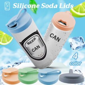 COKSDUPID 4 Pack Silicone Can Lids - Leakproof Soda Can Covers with Flip Top - Reusable Pop Can Lids to Keep Carbonation - Funny lip Seal Designs - Silicone Can Tops for Standard Size Cans Lids