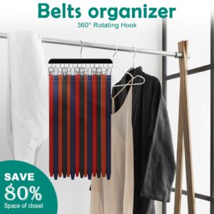 Belt Hanger, Wooden Belt Organizer for Closet, Large Capacity Tie and Belt Hanger for Closet with 14 Hooks, Premium Belt Organizer Space Saver for Bra, Tank Top, Tie & Belt Storage (1)