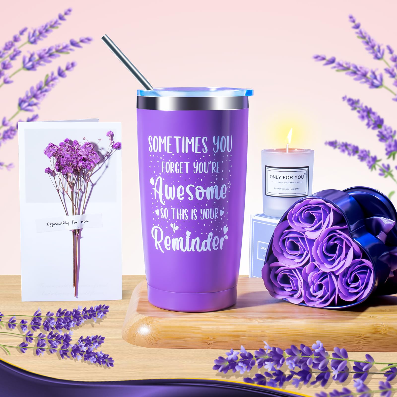 Birthday Gifts for Women ,Mom, Wife, Girlfriend, Sister, Her- 14PCS Purple Happy Birthday Relaxing Gift Set Self Care Package Get Well Soon, Female Friendship Gifts Care Gifts