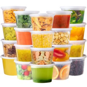 wgcc deli containers with lids 16 oz - disposable soup containers with lids 48 sets - plastic containers with lids, food storage containers with lids, bpa free/microwave/freezer/dishwasher safe