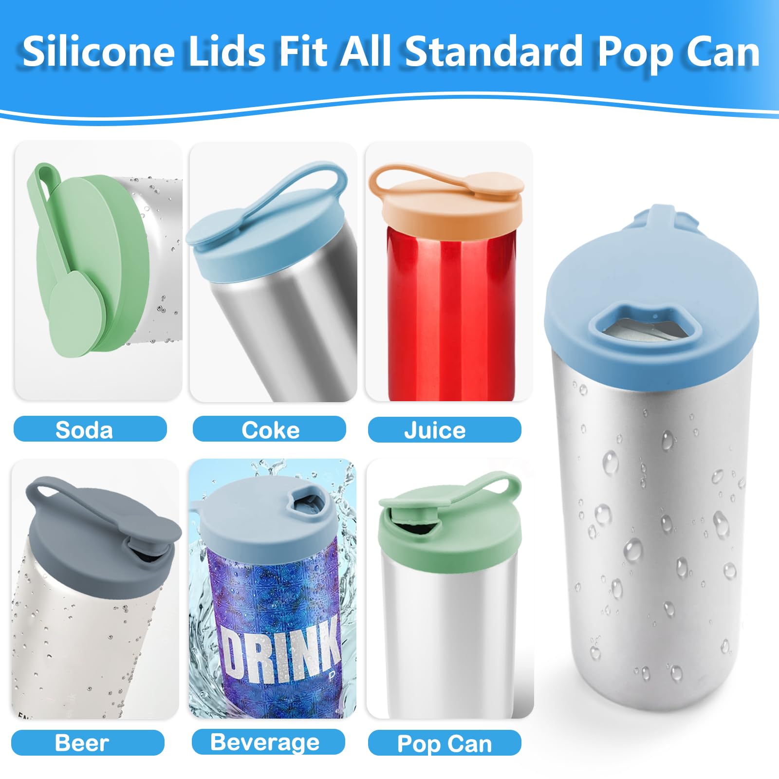 COKSDUPID 4 Pack Silicone Can Lids - Leakproof Soda Can Covers with Flip Top - Reusable Pop Can Lids to Keep Carbonation - Funny lip Seal Designs - Silicone Can Tops for Standard Size Cans Lids