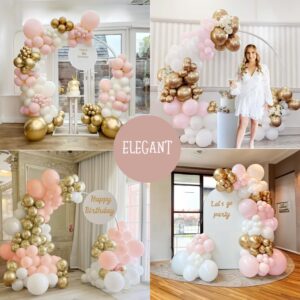 yeewaka pink and gold white balloon garland arch kit 150pcs baby pink for girl baby shower sweet 16 Birthday Party Wedding bride to be Pink graduations pro 2024 decorations