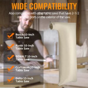 CCTIVED Extra Large Table Saw Dust Collector Bag Compatible for Dewalt/Ryobi/Bosch/Craftsman/RIGID/Metabo/Kobalt/Skilsaw/Delta (10" Tablesaws with 2.5" Dust Port)-Beige