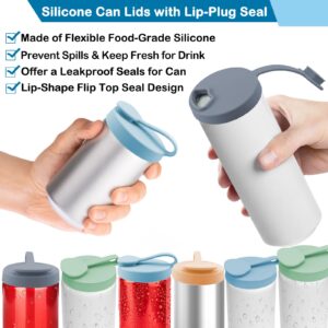 COKSDUPID 4 Pack Silicone Can Lids - Leakproof Soda Can Covers with Flip Top - Reusable Pop Can Lids to Keep Carbonation - Funny lip Seal Designs - Silicone Can Tops for Standard Size Cans Lids