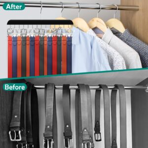 Belt Hanger, Wooden Belt Organizer for Closet, Large Capacity Tie and Belt Hanger for Closet with 14 Hooks, Premium Belt Organizer Space Saver for Bra, Tank Top, Tie & Belt Storage (1)