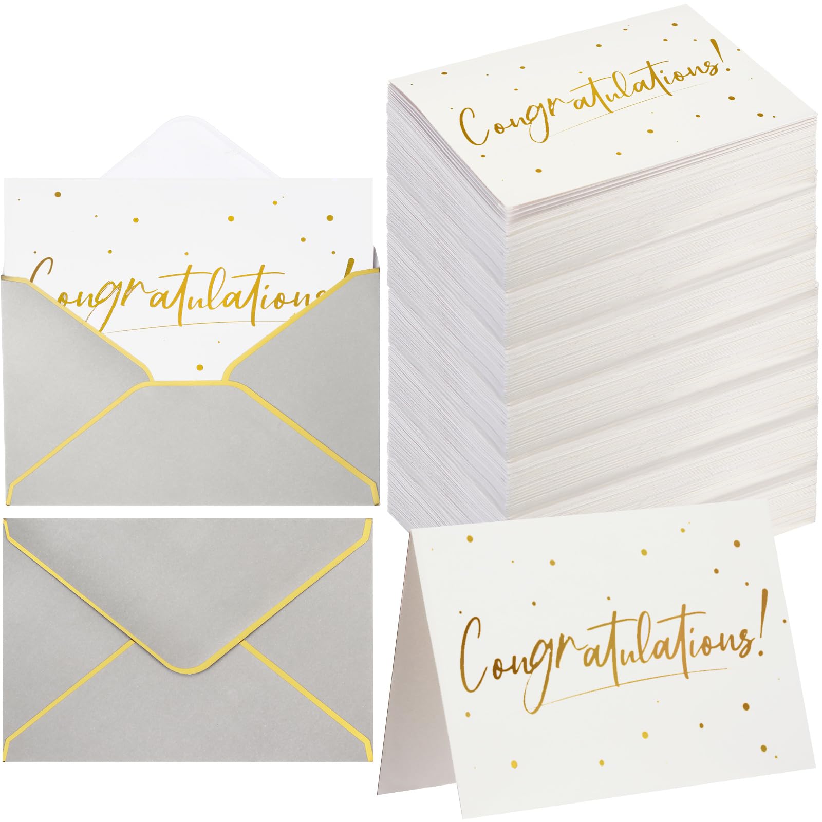 Dinifee 100 Pack Congratulations Cards with Envelopes Congrats Card Graduation Cards Engagement Cards Congratulations Baby Card for Business Baby Shower Wedding Graduation Party, 4 x 6 In (Gray)