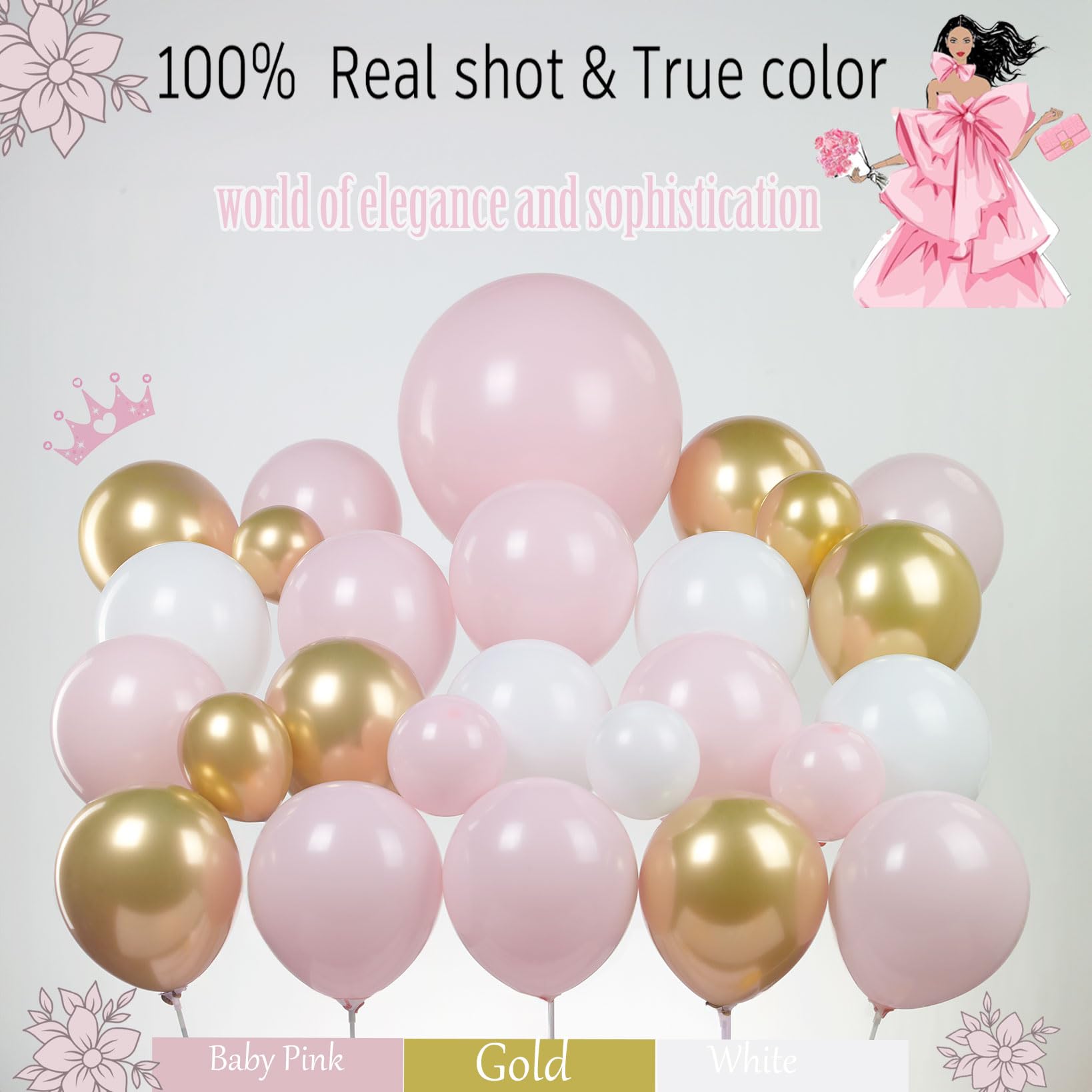 yeewaka pink and gold white balloon garland arch kit 150pcs baby pink for girl baby shower sweet 16 Birthday Party Wedding bride to be Pink graduations pro 2024 decorations