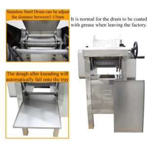 HQHAOTWU Commercial Dough Pressing Machine High Speed Dough Roller Sheeter Electric Dough Flatbread Machine Dough Pieces for Pasta Making 1-15mm Adjustable Thickness 9.84in Roller