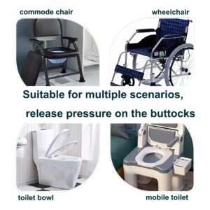 ZXMOBY Bedside Soft Commode seat Cushion, Thick Pad PU Cover with Fixing Straps for Commode Chair, Washable Toilet Seat Cushion Warmer for Elderly Adults