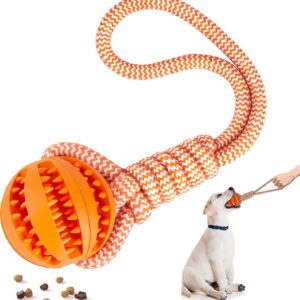 Generic Puppy Toys Interactive Dog and cat Toys Balls for Small Medium Dogs Chew Teething Teeth Cleaning Treat Dispensing (1pack) Durable Rubber Ball Dog Rope Toy for Tug of War Playing (Red)