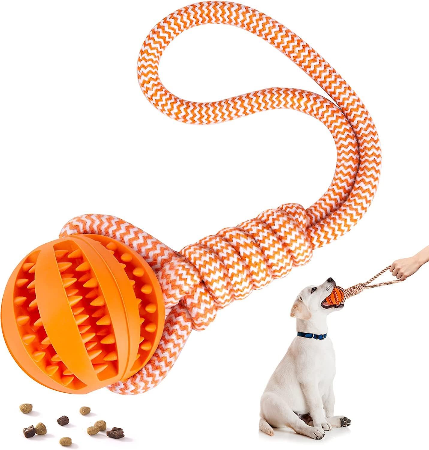 Generic Puppy Toys Interactive Dog and cat Toys Balls for Small Medium Dogs Chew Teething Teeth Cleaning Treat Dispensing (1pack) Durable Rubber Ball Dog Rope Toy for Tug of War Playing (Red)