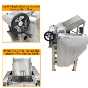 HQHAOTWU Commercial Dough Pressing Machine High Speed Dough Roller Sheeter Electric Dough Flatbread Machine Dough Pieces for Pasta Making 1-15mm Adjustable Thickness 9.84in Roller