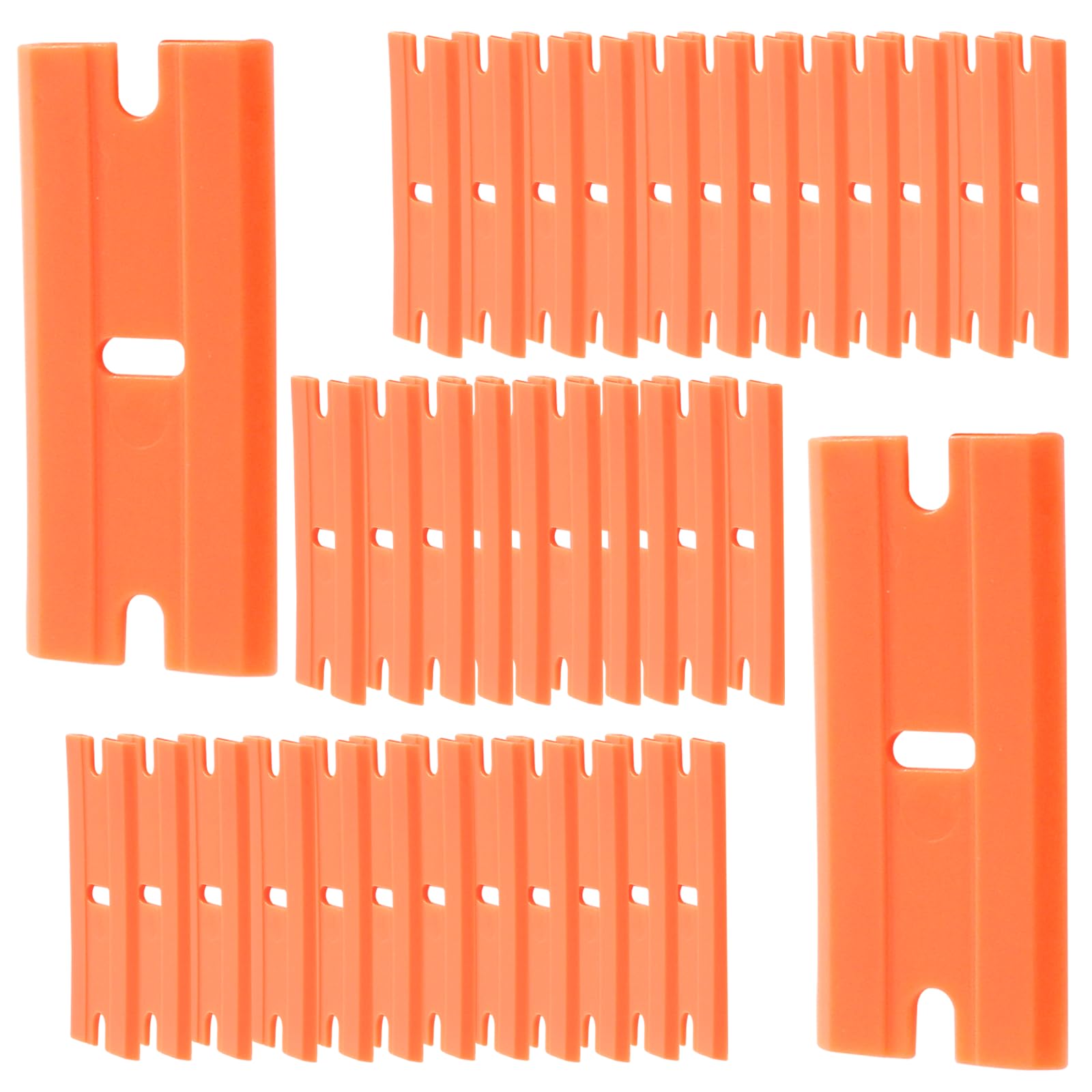 Coufce 300 Pieces Plastic Razor Blade Orange Double Edged Razor Scraper Tool Safety Glass Scraper for Removing Decals, Stickers, Clean Car Window, Adhesive Label