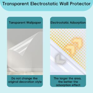 Wall Protector Clear Contact Paper Electrostatic Absorption Wall Protective Film Removable Walls Covering Oil Proof Waterproof Back Splash Protectors Wallpaper from Trash Can Chair Cat Dog Stove