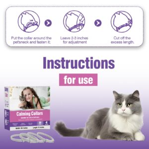 Calming Collar for Cats 4 Pack Cat Calming Collar Calming Collar Relieve Stress Lasts 30 Days Calming Collar Anxiety Calming Relax Cat Pheromone Collar Suitable for Small Medium and Large Cats Calming