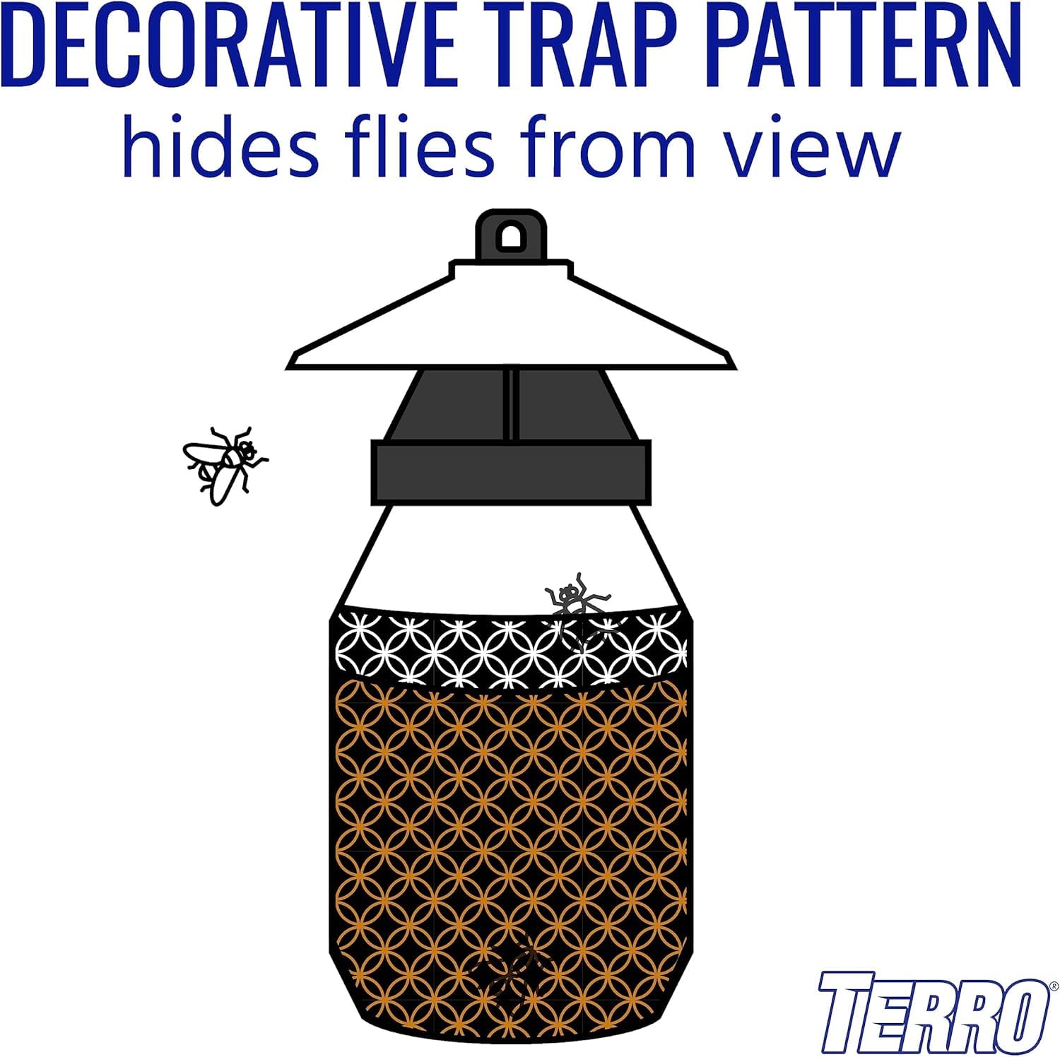 Plexon TERRO Fly Magnet, Reusable Fly Trap - Includes One Fly Bait Packet and Heavy Duty 9.5 PLEXON Hanging Chain (2 Traps)