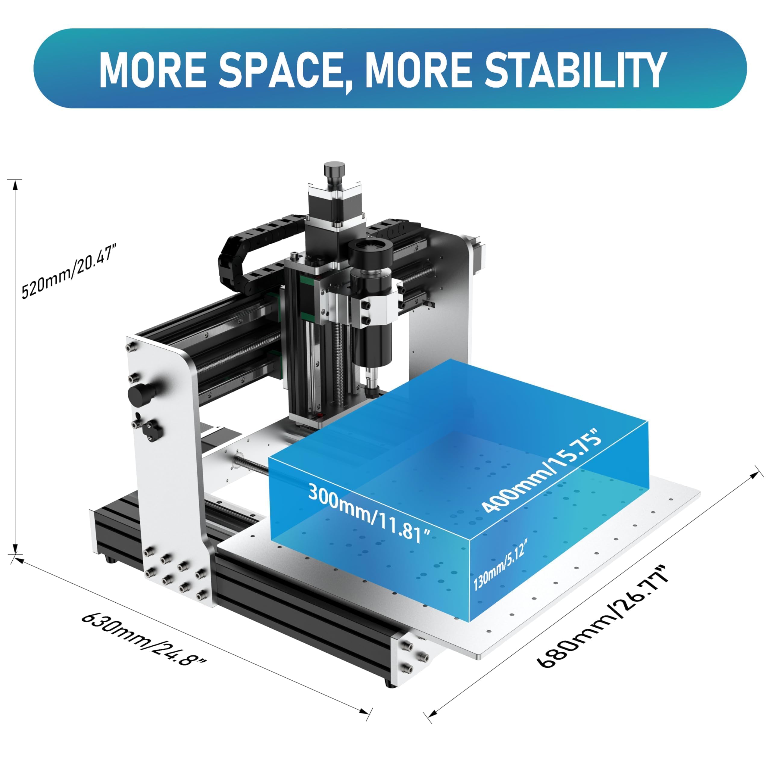 AnoleX CNC Router Machine 4030-Evo Ultra, All-Metal XYZ Axis Dual Steel Linear Guides & Ball Screws with 500W Spindle for Metal Aluminum Brass Wood Acrylic PCB