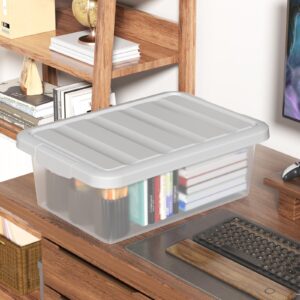 Nihenok 14 L Clear Latch Storage Box, 2 Pack Plastic Storage Bins with Gray Lids