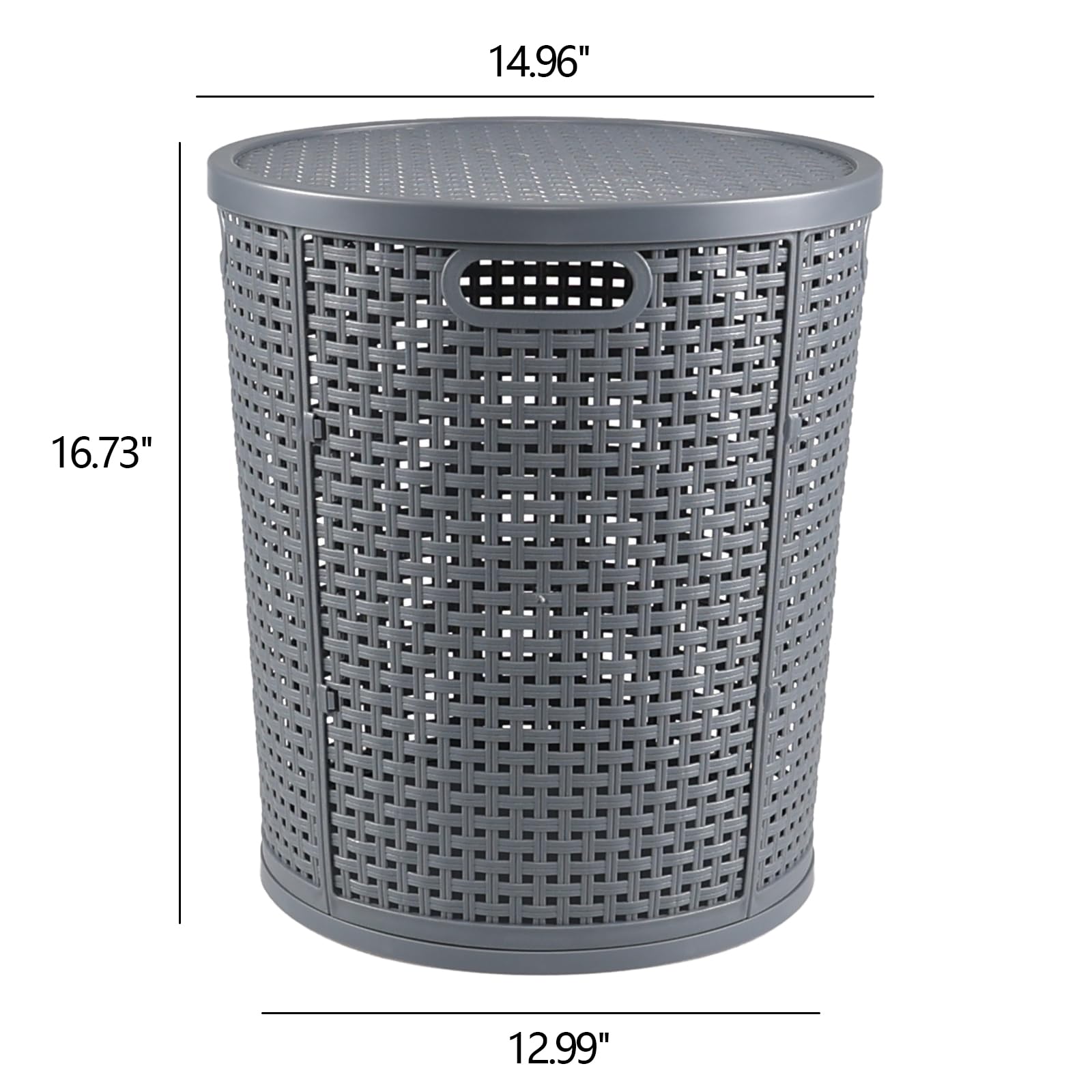 Qqbine 4 Packs 40 Liter Round Plastic Laundry Baskets, Grey Plastic Dirty Clothes Hampers with Lids