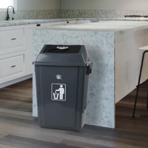 Nihenok 15 Gallon Tall Plastic Trash Can with Swing Lid, 4 Pack Gray Kitchen Garbage Bins