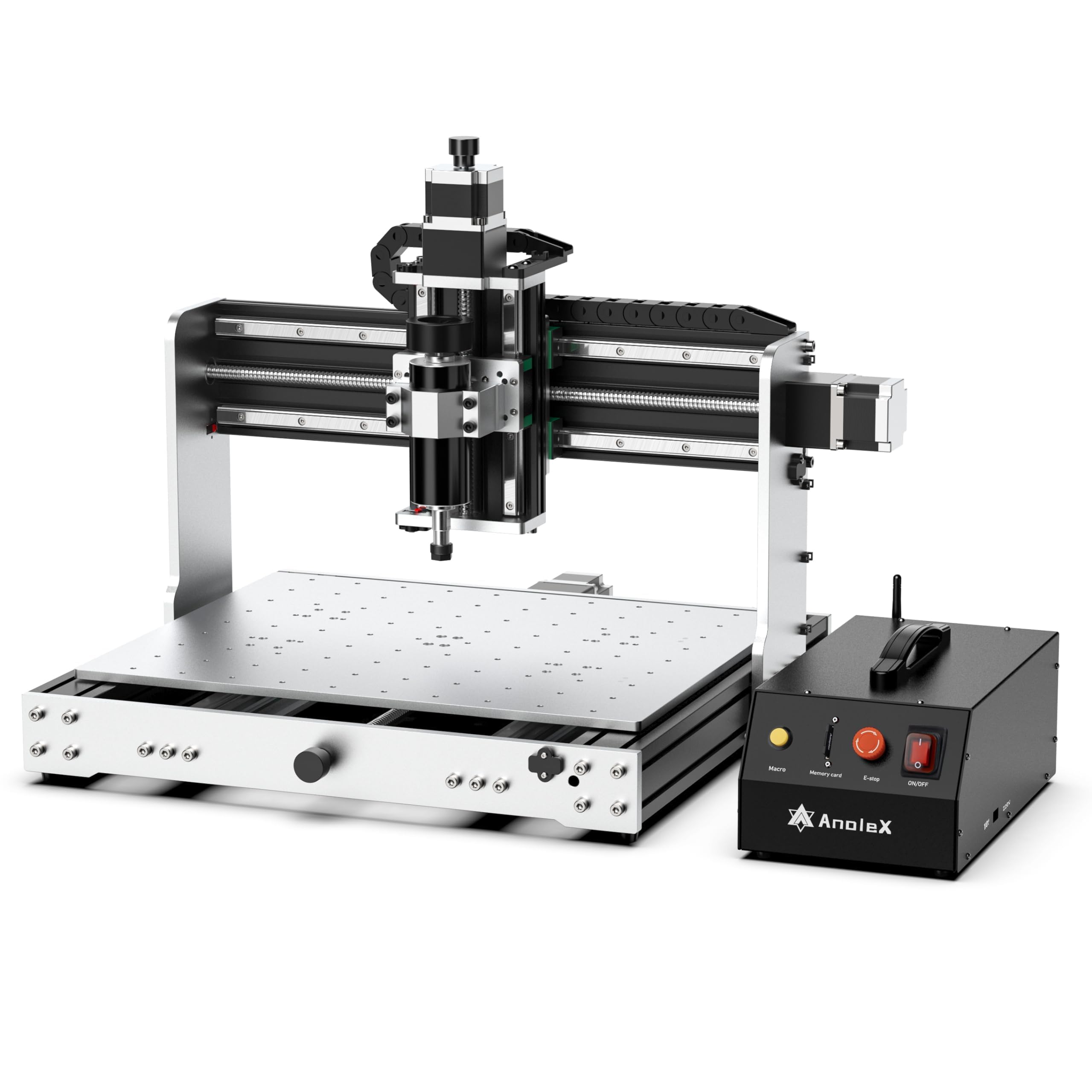 AnoleX CNC Router Machine 4030-Evo Ultra, All-Metal XYZ Axis Dual Steel Linear Guides & Ball Screws with 500W Spindle for Metal Aluminum Brass Wood Acrylic PCB