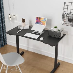 our modern space 4 ft upgraded home office large rectangular computer workstation with cable holes & ergonomic front work study, simple & modern table - 45.5 x 22 inch