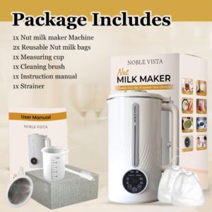 NOBLE VISTA 8 in 1 Nut Milk Maker, 35 OZ, Automatic Soy Milk maker, Homemade Almond Milk Maker, 12 Hour Timer, Hot/Cold, Soy Milk, Smoothie, Boil, Self Clean