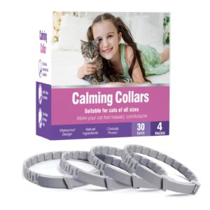 calming collar for cats 4 pack cat calming collar calming collar relieve stress lasts 30 days calming collar anxiety calming relax cat pheromone collar suitable for small medium and large cats calming