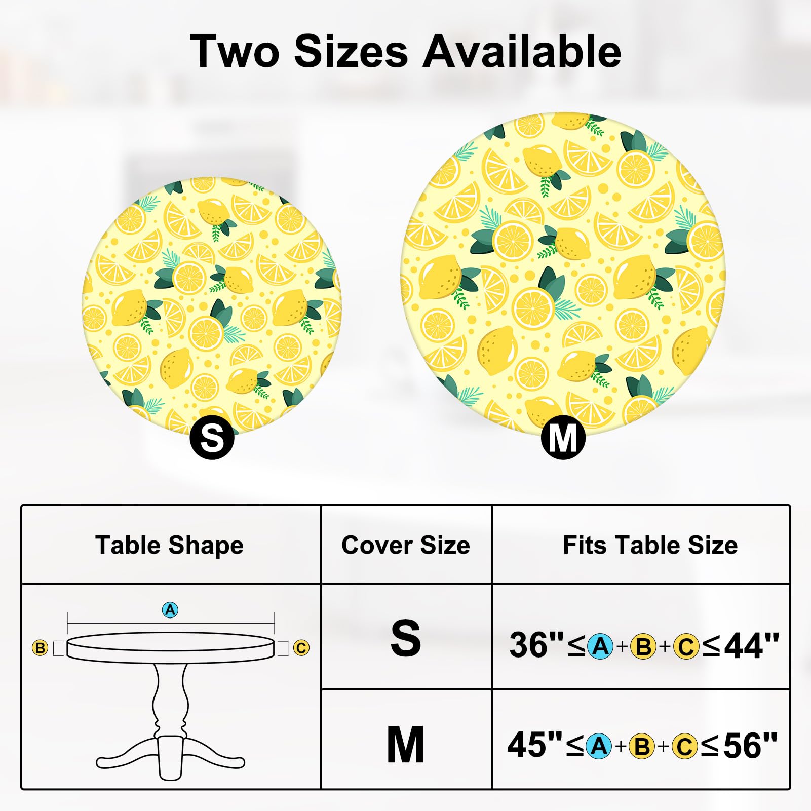 MHJY Round Tablecloth Fitted Elastic Table Cover Waterproof Table Cloth for Dinner, Party, Picnic,Camping, Round Table Cover for Indoor Outdoor,Yellow,S (36"-44")