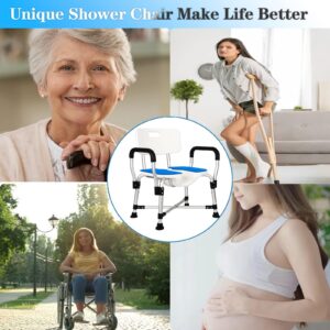 Cremicle Shower Chair with Arms and Back - Heavy Duty 500 lbs U-Shaped Handicap Shower Chair, Wide for Elderly and Disabled, Ideal for Bathtub Use