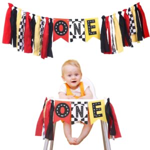 pre-strung race car highchair banner 1st birthday boy, racetrack first birthday one high chair banner decorations, first trip around the sun party decor party photo props,baby shower decoration