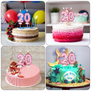 Girls Birthday Number 20 Candles, 2.95in Glitter Butterfly Happy Birthday Cake Toppers Pink Sequins Wedding Numeral Cupcake Decorations for Anniversary Celebration Party Supplies (20th)