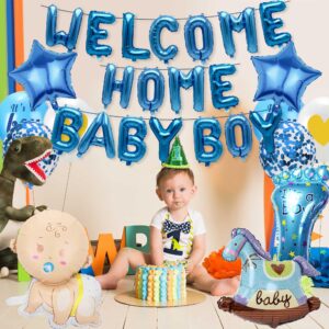 Welcome Home Baby Boy Party Decorations, Welcome Home Baby Boy Letter Foil Balloons Banner, It's a Boy Balloons Blue Confetti Balloons Set for Newborn Baby Boy Baby Shower Family Party Decorations