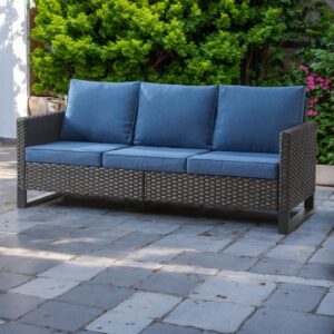 HUMMUH 6 Piece Patio Furniture Outdoor Sectional Sofa Set All-Weather Wicker Outdoor Chairs with End Table Ottomans for Patio,Porch,Garden,Backyard